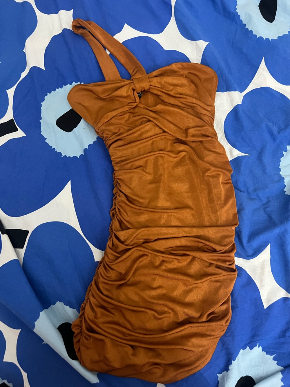 Forever 21 Rust One-Shoulder Ruched Bodycon Dress